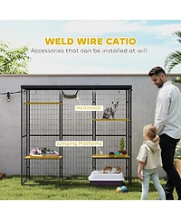 PawHut Weld Wire Catio Outdoor Indoor w/ Waterproof Cover, for 1-3 Kittens