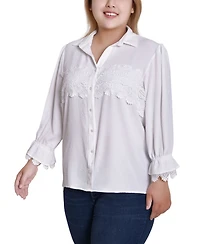 Ny Collection Plus 3/4 Sleeve Blouse With Lace Details Top