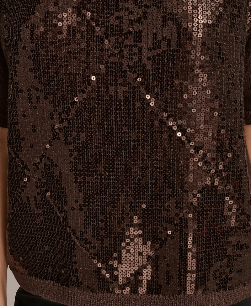 Donna Karan New York Women's Short Sleeve Sequin Sweater