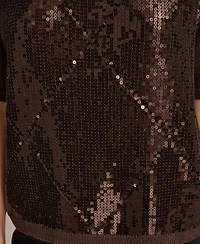 Donna Karan New York Women's Short Sleeve Sequin Sweater
