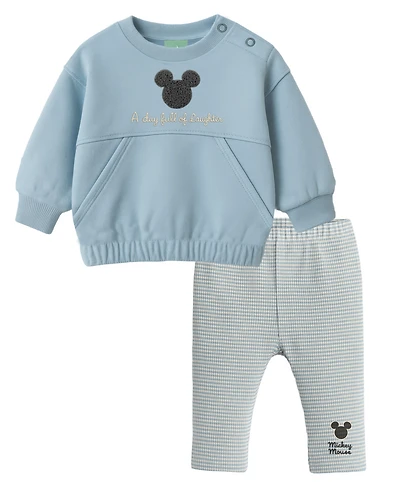 Disney Baby Boys 2-Piece Mickey Mouse Long Sleeve Sweatshirt and Pants Set