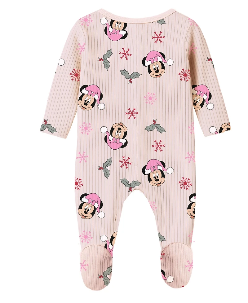 Disney Baby Girls 5-Piece Minnie Mouse Coverall, Bodysuit, Cap, Bib and Pants Set
