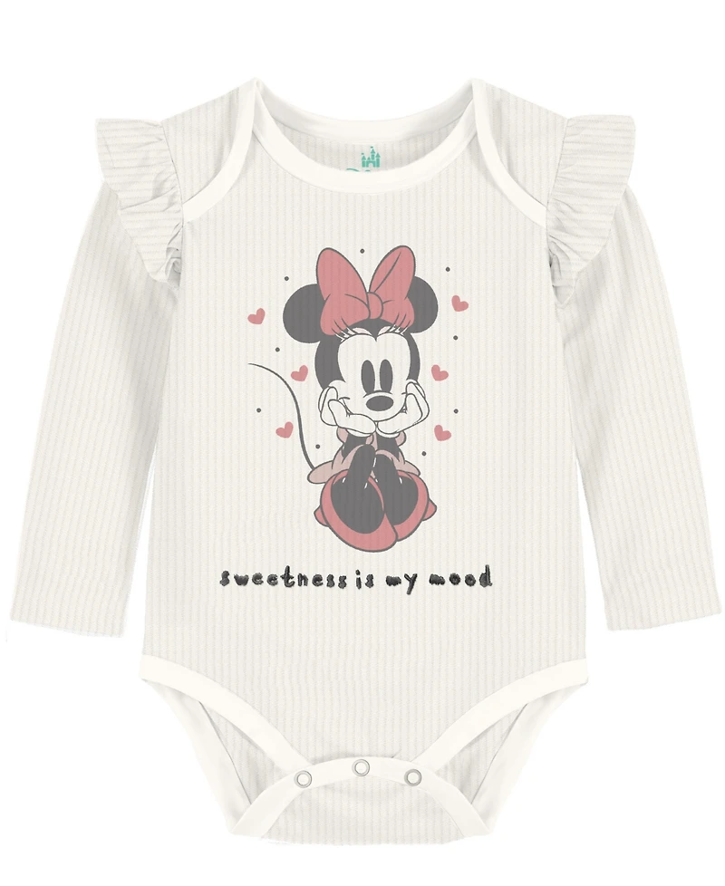 Disney Baby Girls and Boys 3-Pack Minnie Mouse Printed Bodysuits Set