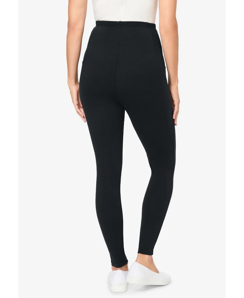 Woman Within Plus Stretch Cotton Pocket Legging