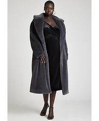 Eloquii Women's Plus Size Faux Fur Long Coat