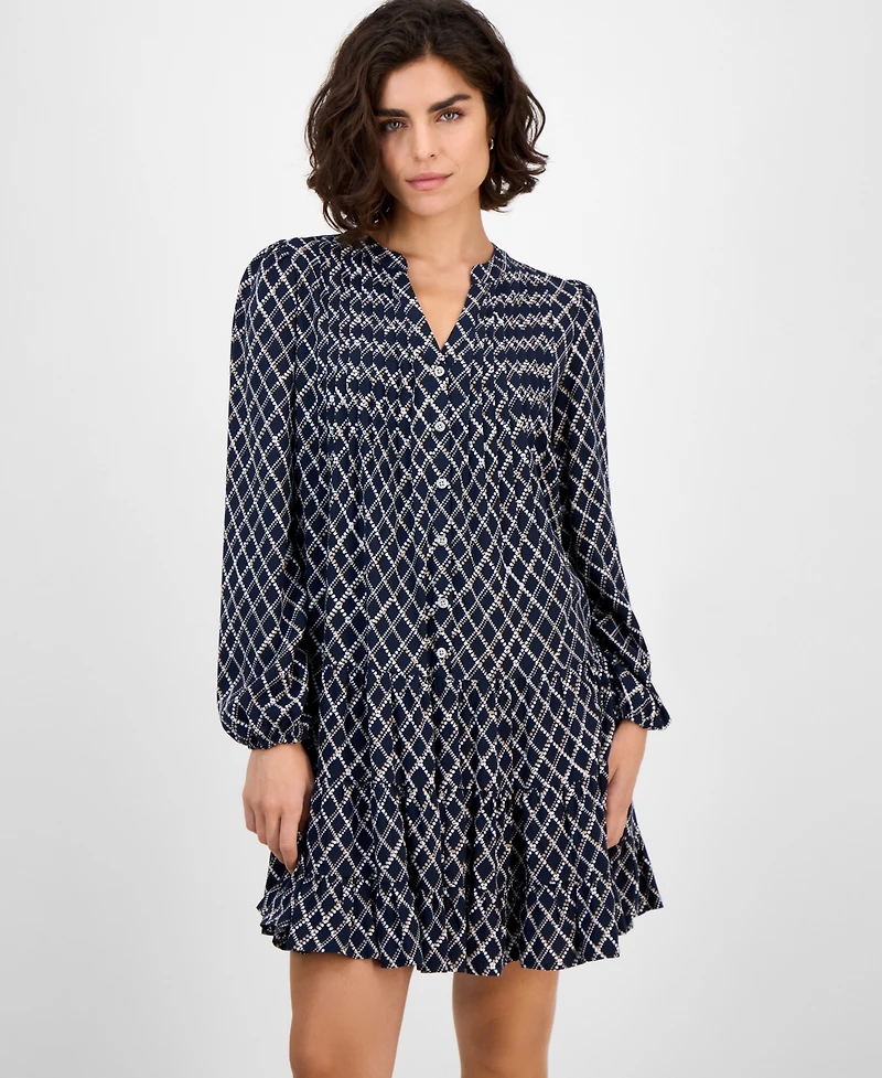 Nautica Jeans Women's Argyle Dot Tiered Dress