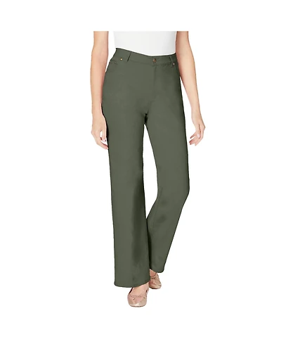 Woman Within Women's Stretch Denim Wide-Leg Five-Pocket Jeans