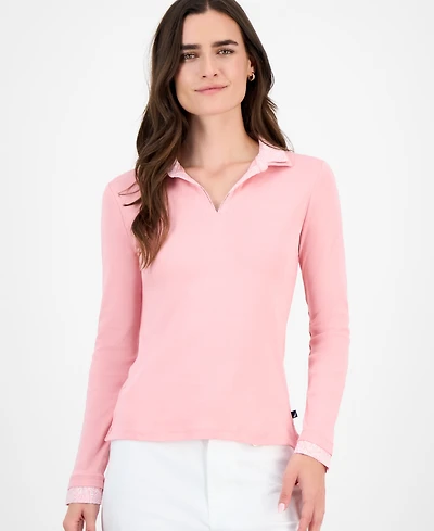 Nautical Jeans Women's Double-Collar Long-Sleeve Top