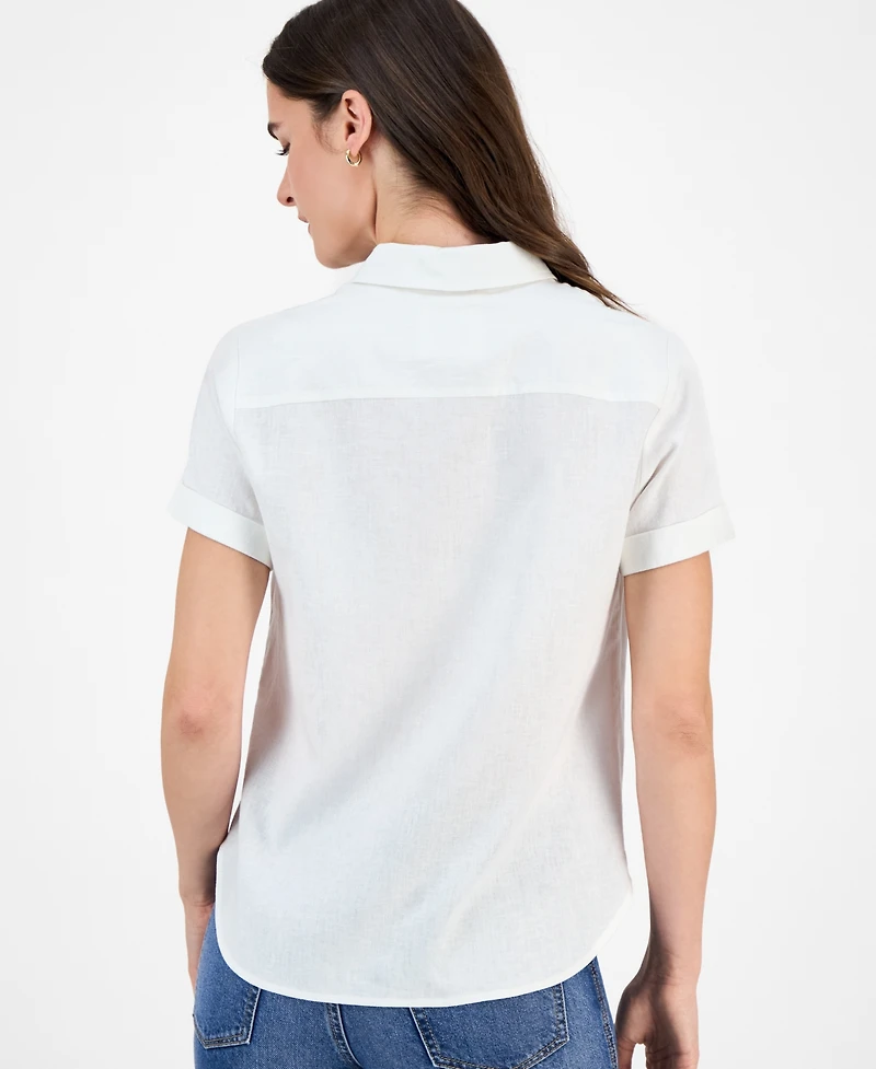 Nautica Jeans Women's Solid Short-Sleeve Camp Shirt