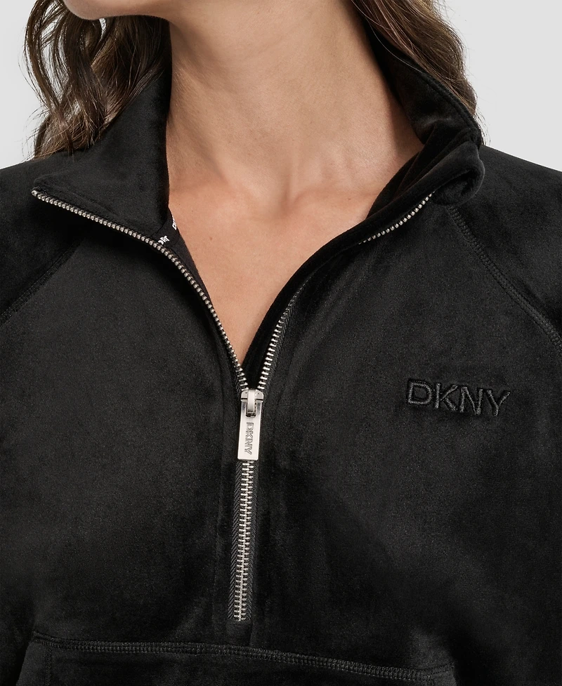 Dkny Women's Platinum Velour Embroidered Logo Sweatshirt