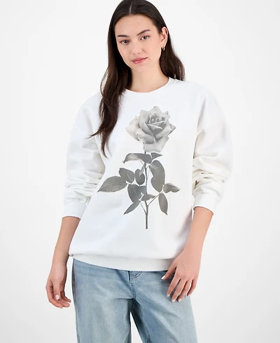 Love Tribe Juniors' Rose Photo Graphic Sweatshirt