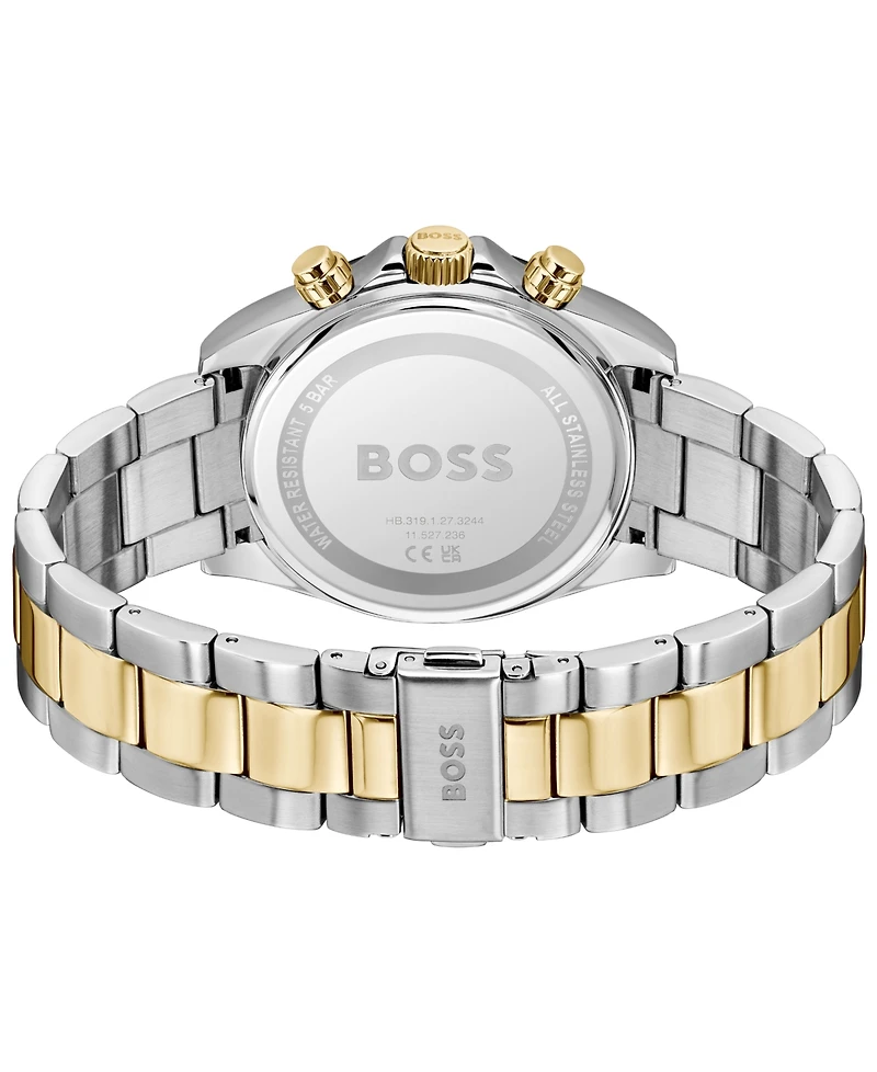 Hugo Boss Men's Hero 2.0 Quartz Fashion Chrono Two Tone Stainless Steel Watch, 44mm