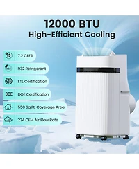 Gymax 12000 Btu Portable Air Conditioner w/ Fan & Dehumidifier Sleep Mode 24H Timer