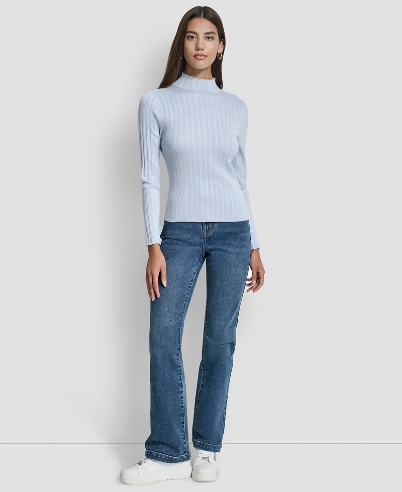 Dkny Jeans Petite Ribbed Mock-Neck Sweater