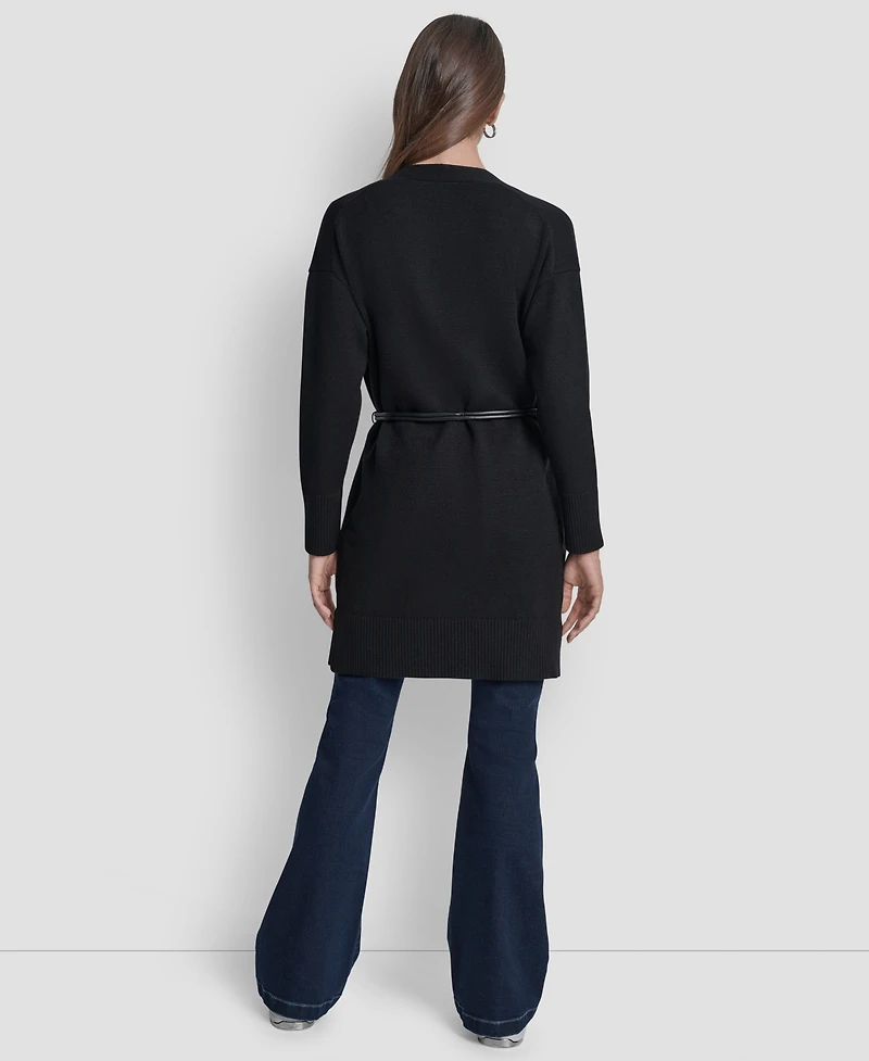 Dkny Jeans Petite Long Sleeves Cardigan with Lasso Belt