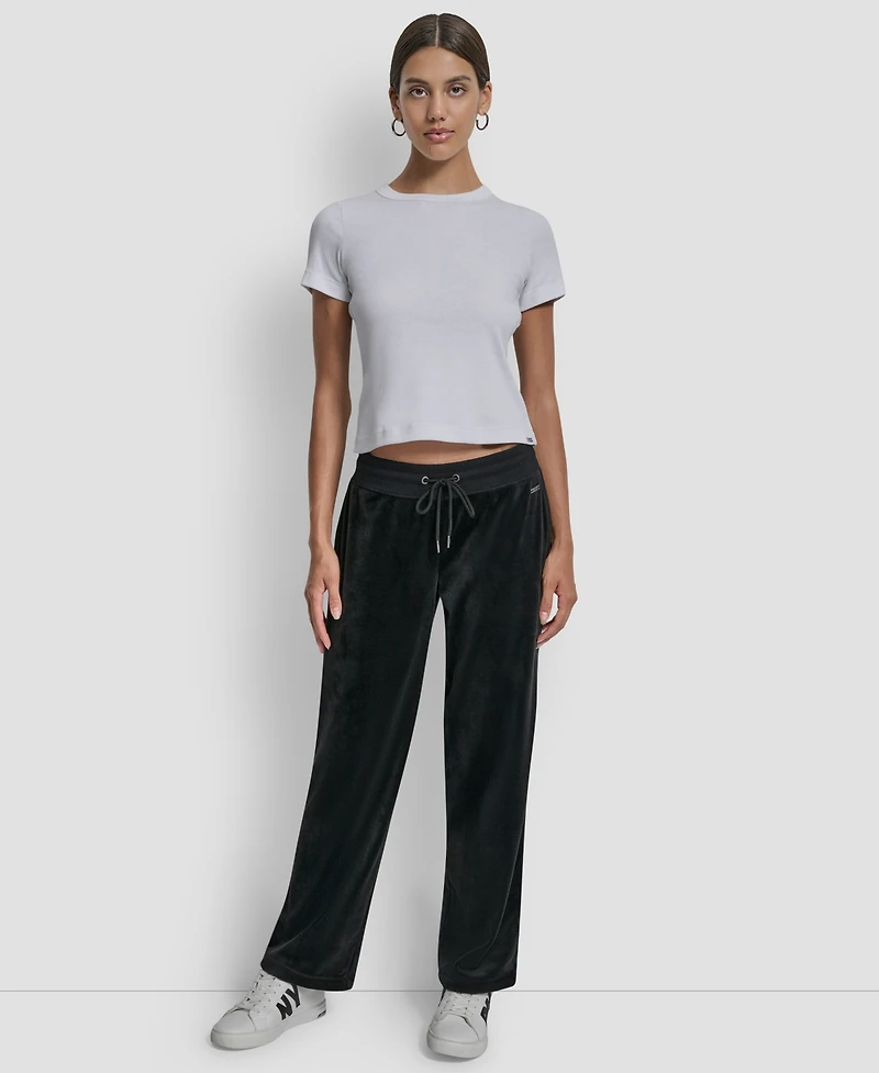 Dkny Jeans Petite Drawstring-Waist Velour Pants