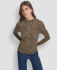 Dkny Jeans Petite Side Ruched Long Sleeves Top