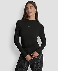 Dkny Jeans Petite Side Ruched Long Sleeves Top