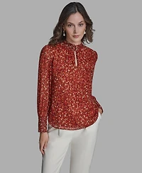 Bcbg Women's Printed Mock Neck Top