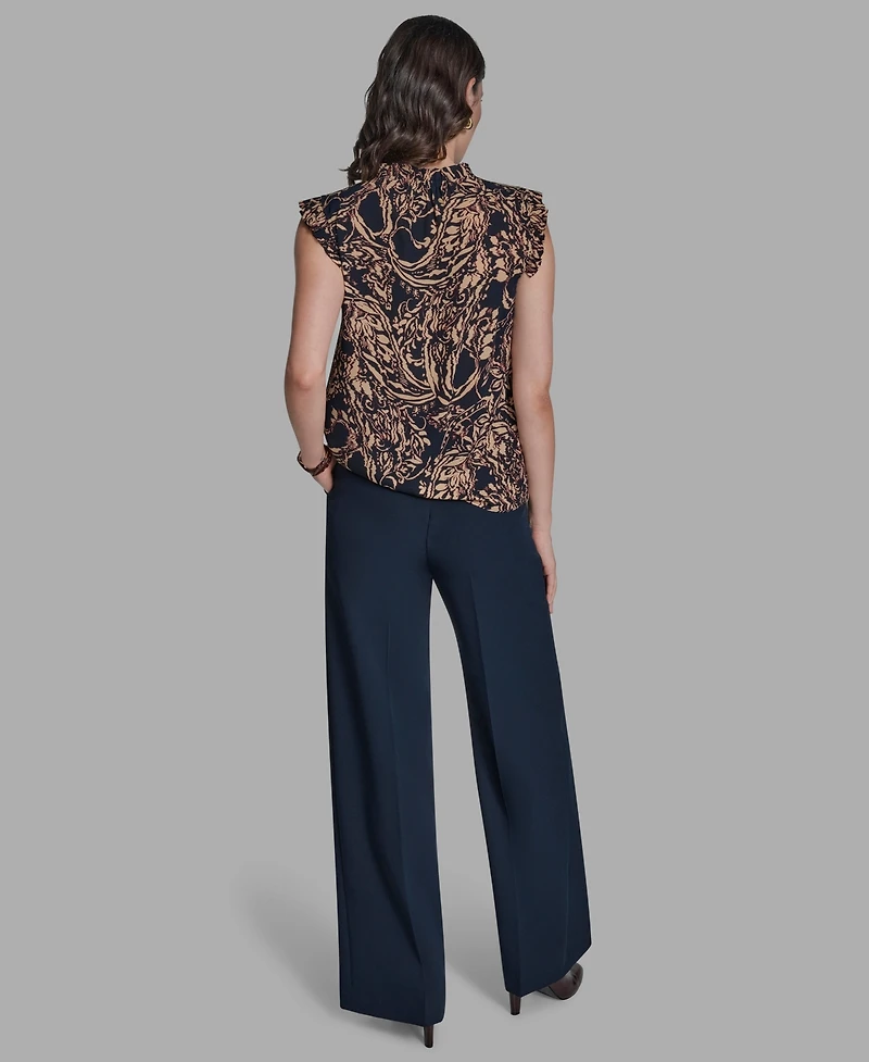 Bcbg Women's Printed Mock Neck Blouse