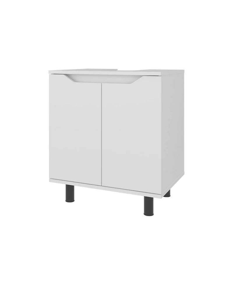 Fm Furniture Londres Bathroom Vanity Cabinet for Pedestal Sink – Freestanding Storage Unit with Double Doors, Internal Shelves, and Open Back Design f