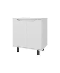 Fm Furniture Londres Bathroom Vanity Cabinet for Pedestal Sink – Freestanding Storage Unit with Double Doors, Internal Shelves, and Open Back Design f