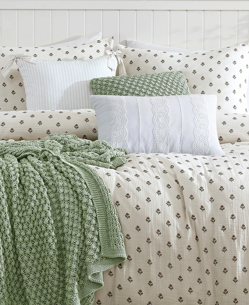 Peri Home Block Print Gauze Cotton 3-Pc. Duvet Cover Set, King