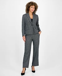 Kasper Petite Herringbone One-Button Jacket