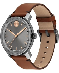 Movado Men's Bold Access Swiss Quartz Brown Leather Watch, 41mm