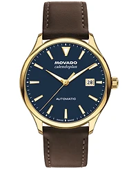 Movado Men's Calendoplan Swiss Automatic Chocolate Leather Watch, 40mm