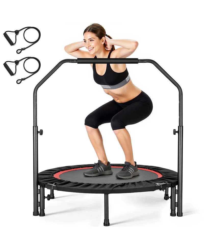 40" Fitness Trampoline with Adjustable Handle and Resistance Bands