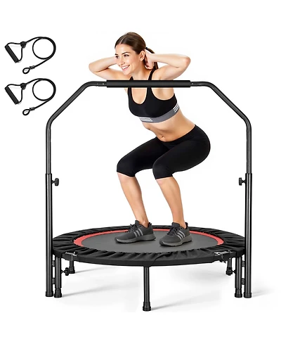 40" Fitness Trampoline with Adjustable Handle and Resistance Bands