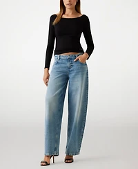 Guess Women's Baggy Balloon Barrel Mid Rise Jeans