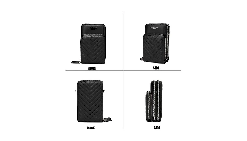 Small Crossbody Cell Phone Bag for Women, Mini Over Shoulder Handbag Purse with Credit Card Slots Black