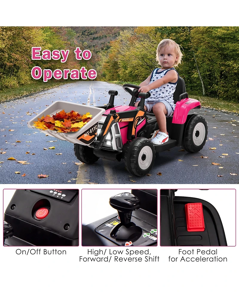 Kids Ride On Excavator Digger 12V Electric Tractor Rc w/ Digging Bucket