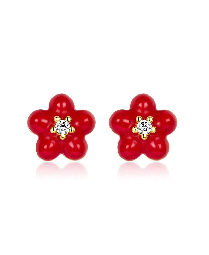 Anna Zuckerman Petit Daisy Red Earrings