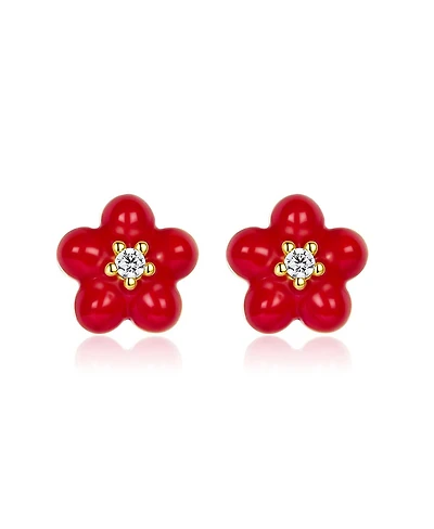 Anna Zuckerman Petit Daisy Red Earrings