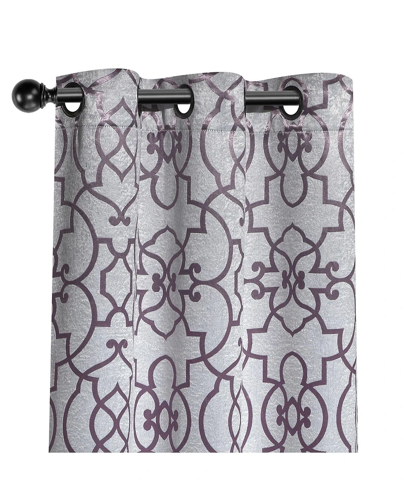 Kate Aurora Living 2 Pack Reversible Geometric Room Darkening Grommet Curtains - 38 in. W x 84 in. L, Lavender/Purple