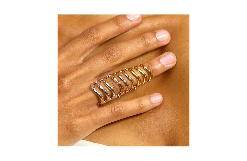 Lucy Quartermaine Tri Tone Waterfall Armour Ring