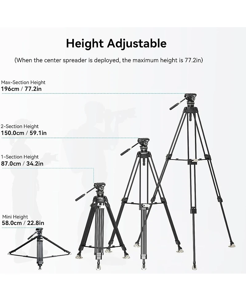 SmallRig FreeBlazer Ad-100 3-Section Heavy-Duty Carbon Fiber Tripod Kit with Ground Spreader