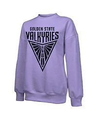 Majestic Women's Violet Golden State Valkyries Oversized Primary Logo Drop Shoulder Tri-Blend Pullover Sweatshirt