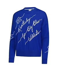 Kadyluxe Women's Royal Kentucky Wildcats Love Note Embroidered Pullover Sweater