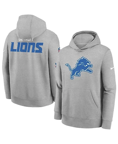Nike Big Boys and Girls Gray Detroit Lions Sideline Club Fleece Hoodie