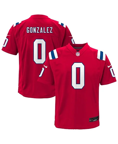 Nike Big Boys and Girls Christian Gonzalez Red New England Patriots Alternate Game Jersey