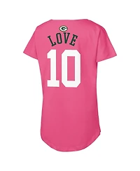 Outerstuff Big Girls Jordan Love Pink Green Bay Packers Player Name Number T-Shirt