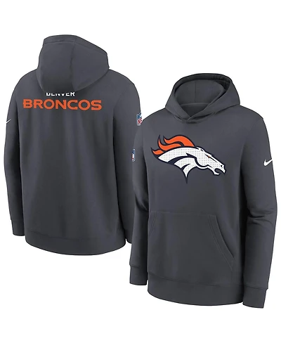 Nike Big Boys and Girls Gray Denver Broncos Sideline Club Fleece Hoodie