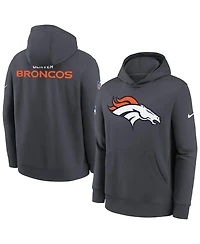 Nike Big Boys and Girls Gray Denver Broncos Sideline Club Fleece Hoodie