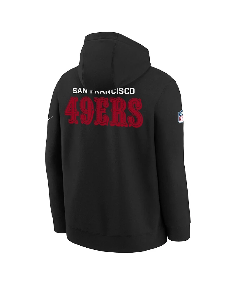 Nike Big Boys and Girls Black San Francisco 49ers Sideline Club Fleece Hoodie