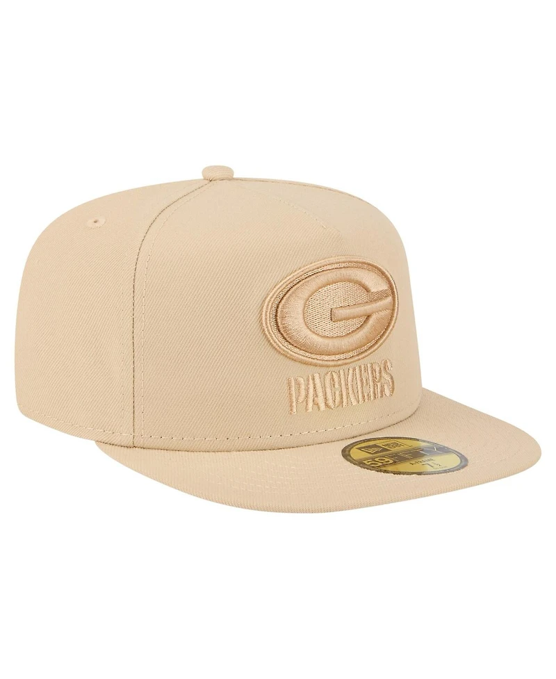 New Era Men's Light Beige Green Bay Packers Color Pack A-Frame 59FIFTY Fitted Hat