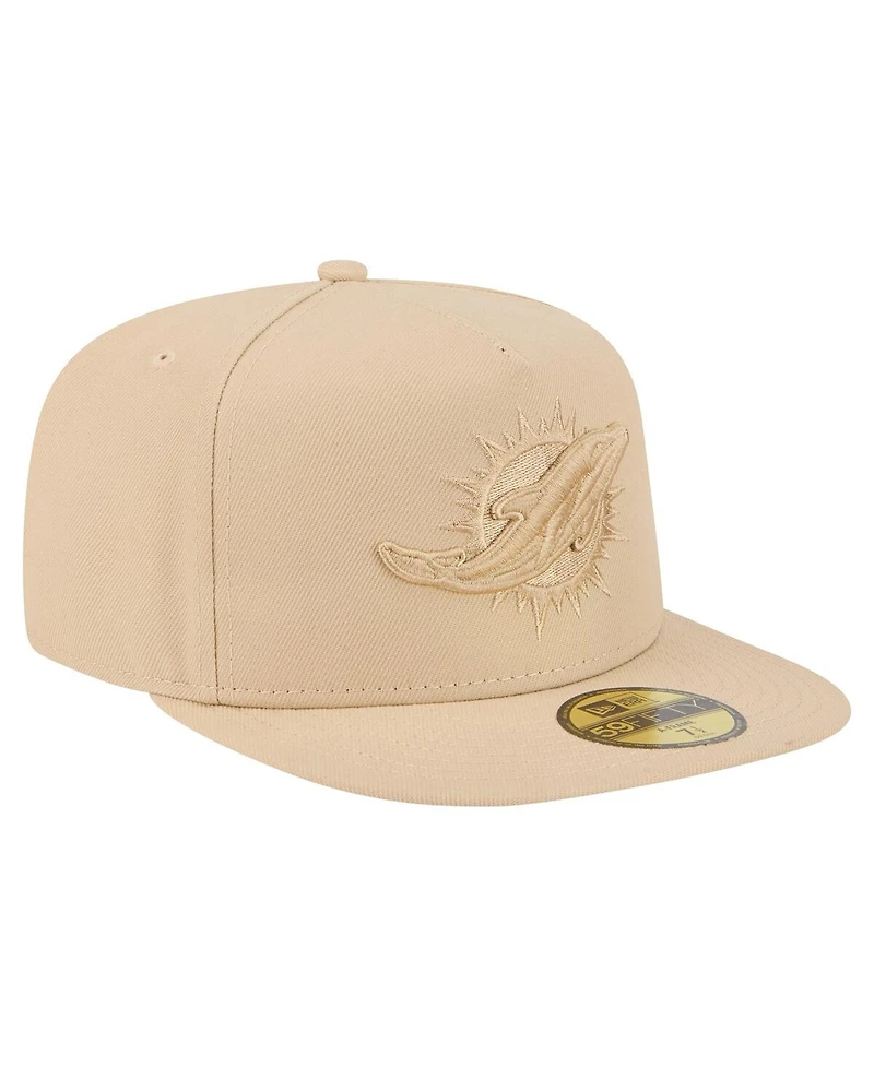 New Era Men's Light Beige Miami Dolphins Color Pack A-Frame 59FIFTY Fitted Hat